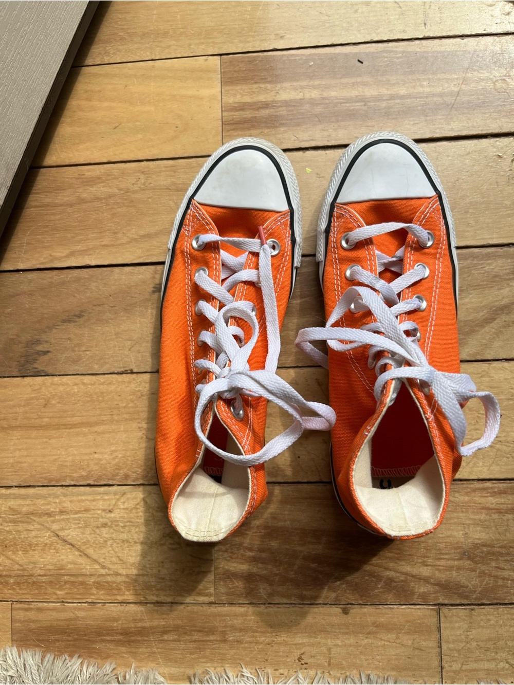 Converse Orange Canvas high top Sneakers with White Laces